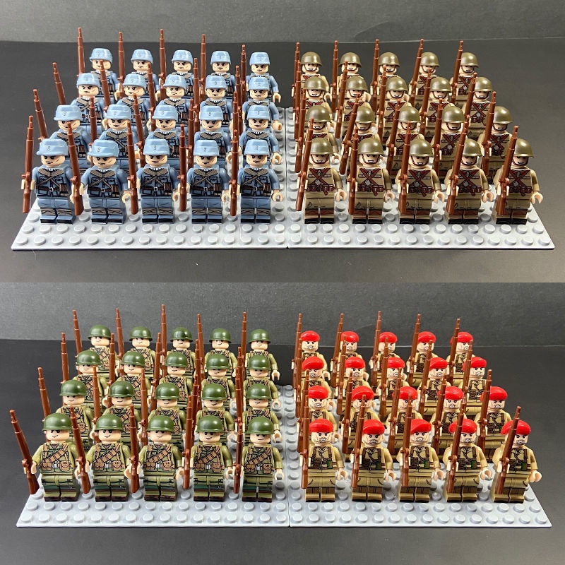 Tương thích với các khối xây dựng LEGO để lắp ráp các nhân vật quân sự của Quân đội Tuyến đường thứ 8 của Đức và Mỹ