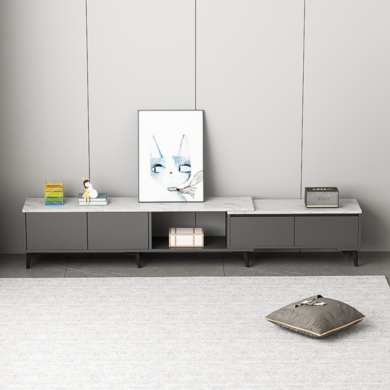 Kệ tivi đen mặt gỗ MDF màu vân đá phủ Melamine phòng khách, Tủ Tivi để sàn đa năng - GP297 / GP298