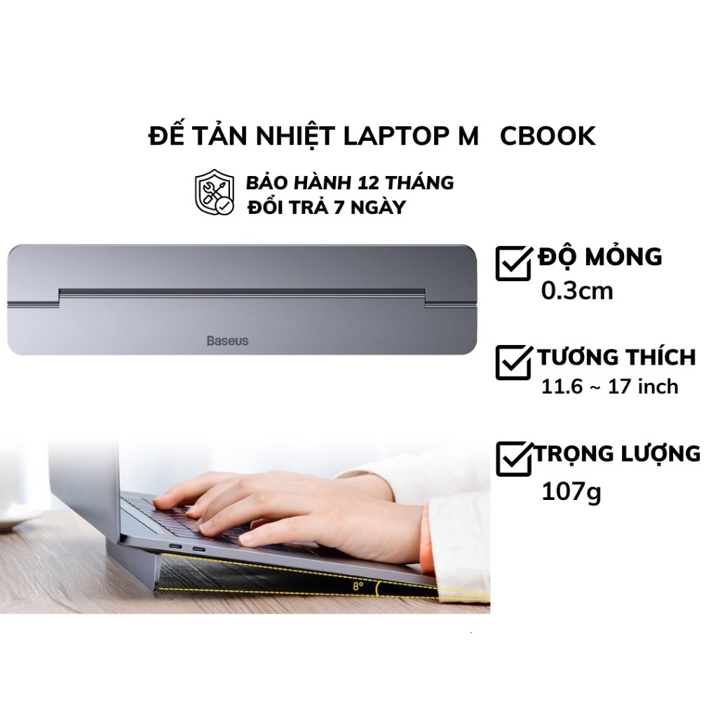 Đế đỡ tản nhiệt dạng xếp đế tản nhiệt siêu mỏng Baseus Papery Notebook Holder hợp kim nhôm dùng cho Laptop