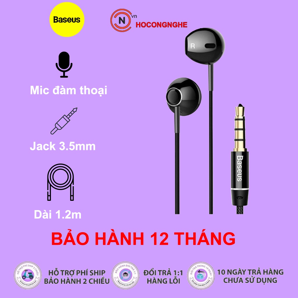Tai Nghe Nhét Tai Baseus H06 Cổng 3.5mm Cho Âm Thanh Sống Động (Wired Earphone with Mic Stereo) BẢO HÀNH ĐỔI MỚI