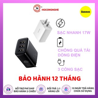 Củ sạc nhanh Baseus 17W Cốc 3 cổng sạc dùng ổn định cho nhiều máy một lúc