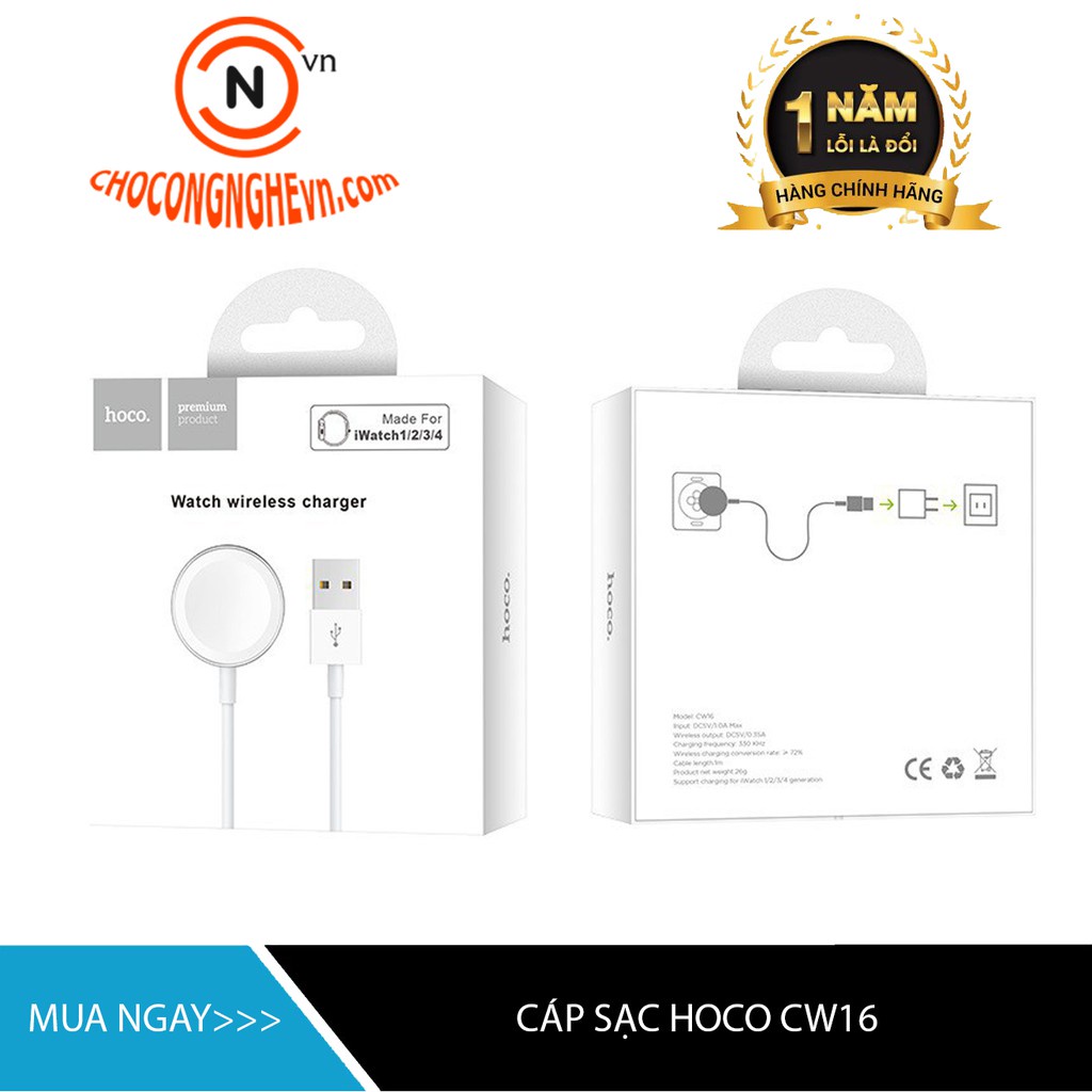 Cáp Sạc táo Watch Hoco CW16 Tương Thích Với Mọi Seri Từ 1 Đến 5-Hàng