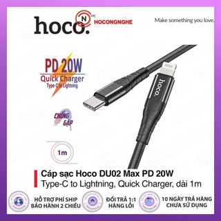 🌟CHÍNH HÃNG🌟 Dây Sạc Nhanh Iphone cáp Type c to Lightning dây sạc IP 12 12 Promax Hoco DU02 PD 20w - CCN