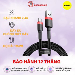 Cáp sạc nhanh Type C Baseus Cafule dây dù siêu bền truyền dữ liệu 1m 2m dùng cho Samsung xiaomi oppo Realme Vivo...