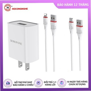 Bộ củ cáp sạc 1 cổng usb borofone ba20 kèm cáp sạc dành cho các thiết bị nhà táo và android ⭐chính hãng⭐