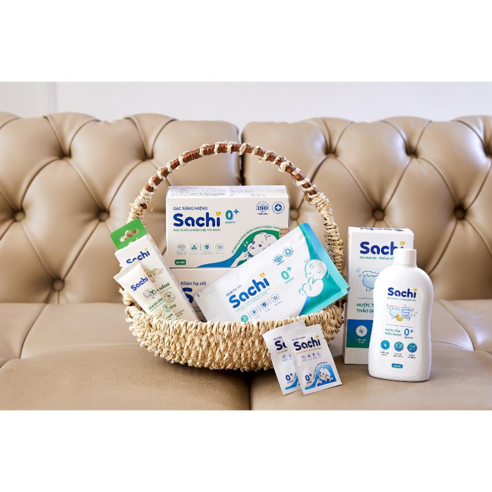Nước Tắm Thảo Dược An Toàn Cho Bé SACHI Hộp 10 Gói x 10ml Làm Sạch Nhẹ Nhàng Diu Mát Da, Ngăn Ngừa Mảng Bám Da Đầu