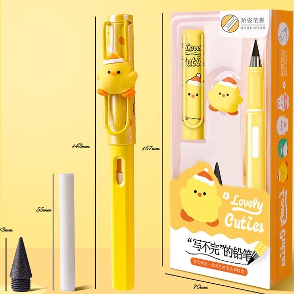 Bút Chì Vĩnh Cửu Công Nghệ Cao Siêu Bền Nét Bút Mịn(Có Kèm Tẩy Trong Bút), Viết Chì Vĩnh Cửu Kèm Sticker Cute AMKO B28