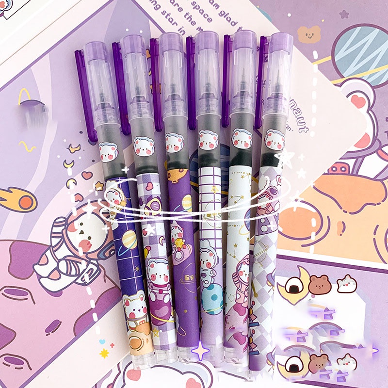 Bút Bi Nước Văn Phòng Mực Gel 0.5mm Hình In Cute Nhiều Kiểu Đủ Màu Xanh Đen Đỏ AMKO B13