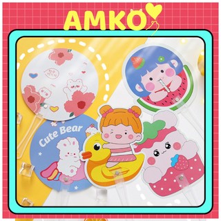Quạt Nhựa Cầm Tay Hình Gấu Mèo Thỏ Vịt - Quạt Mini Dễ Thương Hot Ins AMKO Q01