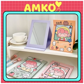 [XẢ KHO] Gương Trang Điểm Để Bàn Gấp Gọn Bằng Giấy Hình Cô Gái Nhật Bản Cỡ To Xinh Xắn Cute AMKO G02