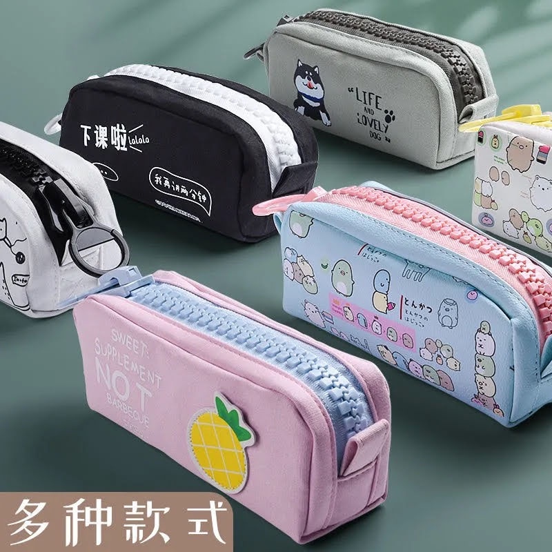 Hộp Bút Vải Khóa Zip To Đẹp Hình Mèo Thỏ Đen Trắng - Túi Đựng Bút Canvas , Bóp Vết Đa Năng AMKO HBV17