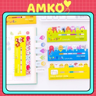 Miếng Dán Ghi Chú Có Keo Sticky Note 8 Màu - Set Xinh Xắn Cho Bé Gái, Hình Động Vật AMKO N03
