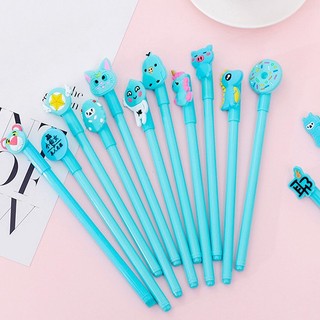 Bút gel nước mực đen màu XANH xinh nhiều hình mèo, động vật, kỳ lân, gấu, voi, thỏ, thủy thủ, heo, cừu cho bé gái, nữ