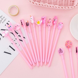 Bút gel nước mực đen màu hồng xinh nhiều hình mèo, động vật, kỳ lân, gấu, voi, thỏ, thủy thủ, heo, cừu cho bé gái, nữ