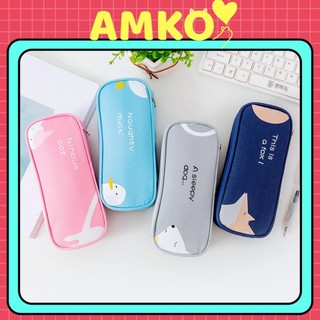 Hộp bút vải canvas ngang nhiều ngăn hình con vật ANIMAL động vật, bóp viết đơn giản kiểu Hàn hình SINGEL DAY HBV13 HBV14