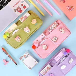 Hộp Bút Vải Túi Đựng Bút Đa Năng Nhiều Ngăn, Bóp Viết Canvas Cỡ To Mẫu Ngang Kiểu Hàn Xinh Xắn Hot Ins AMKO HBV05