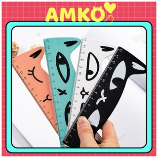 Thước Kẻ Mèo Đáng Yêu, Thước Gỗ Hình Mèo Dài 15cm Kiểu Hàn Cho Nam Nữ Bé Gái AMKO T01