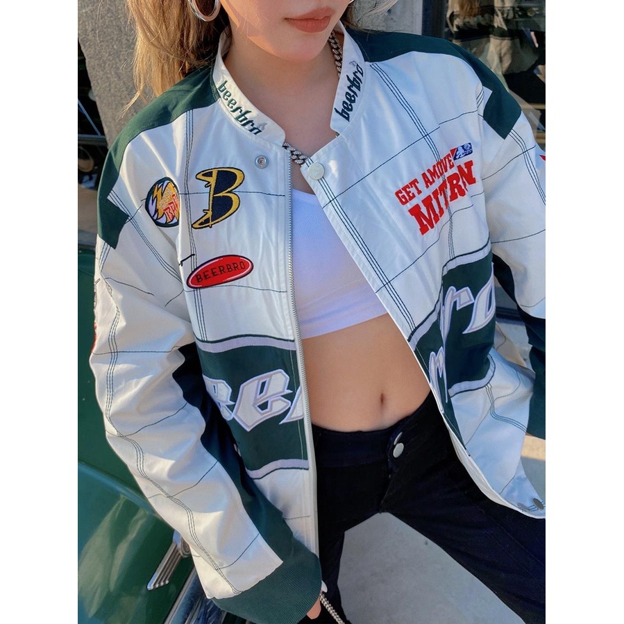 Áo Khoác Bóng Chày Phong Cách Retro Âu Mỹ Cá Tính Cho Nữ