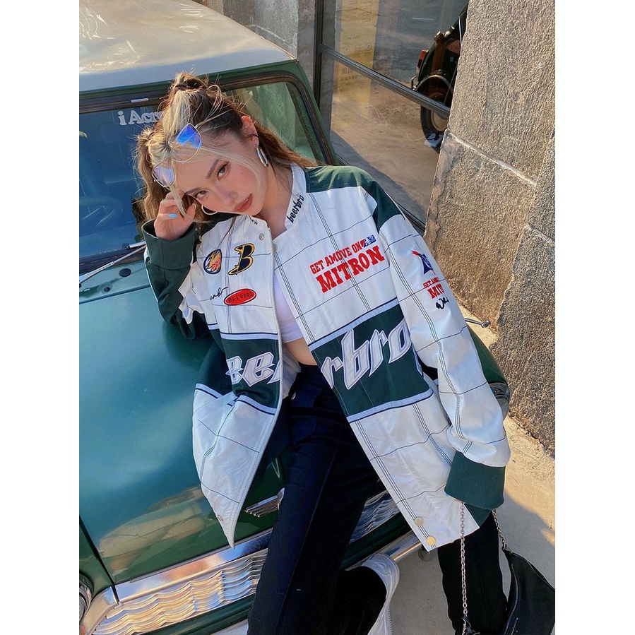 Áo Khoác Bóng Chày Phong Cách Retro Âu Mỹ Cá Tính Cho Nữ