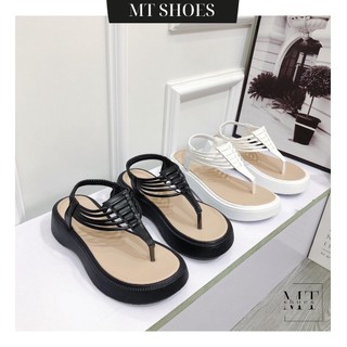 Giày sandal nữ đế dày cao 3P quai dây xỏ ngón thời trang chất da mềm nhẹ dễ mang Dép sandal MT Shoes