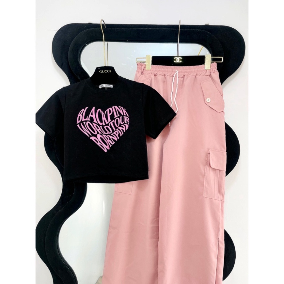 Quần Parachute Cargo màu hồng dây rút hồng 2023 𝘽𝙮𝙘𝙖𝙢, Áo croptop blackpink mic quần siêu đẹp tôn dáng QOX02 | BigBuy360 - bigbuy360.vn