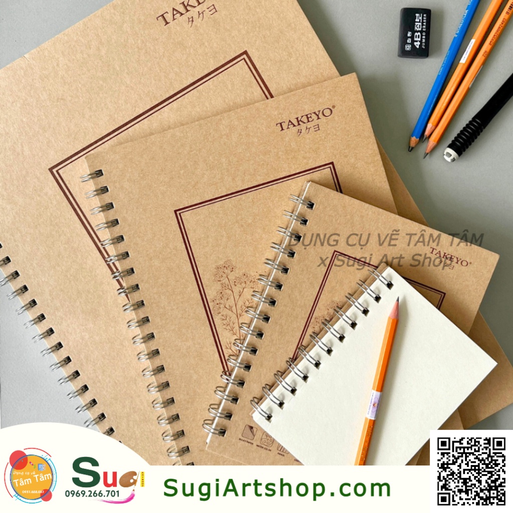 Sổ vẽ sketch book Takeyo Bìa Kraft , 30 tờ , 160gsm - Bìa ngẫu nhiên