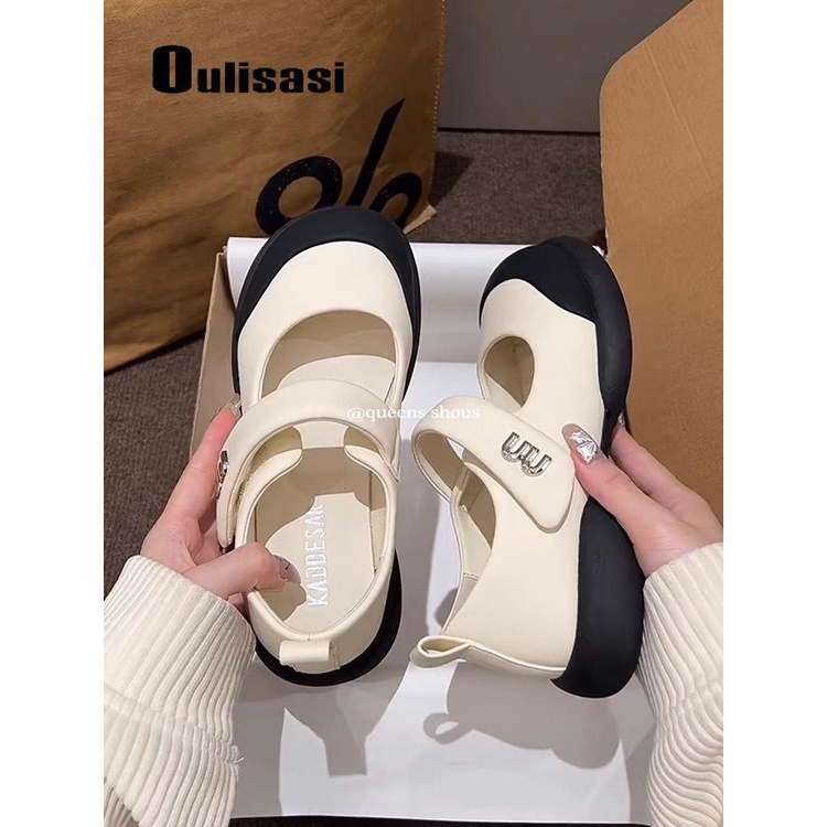 Giày Mary Jane Đế Dày Mũi Tròn Quai Dán Thời Trang 2023 Phong Cách Mới