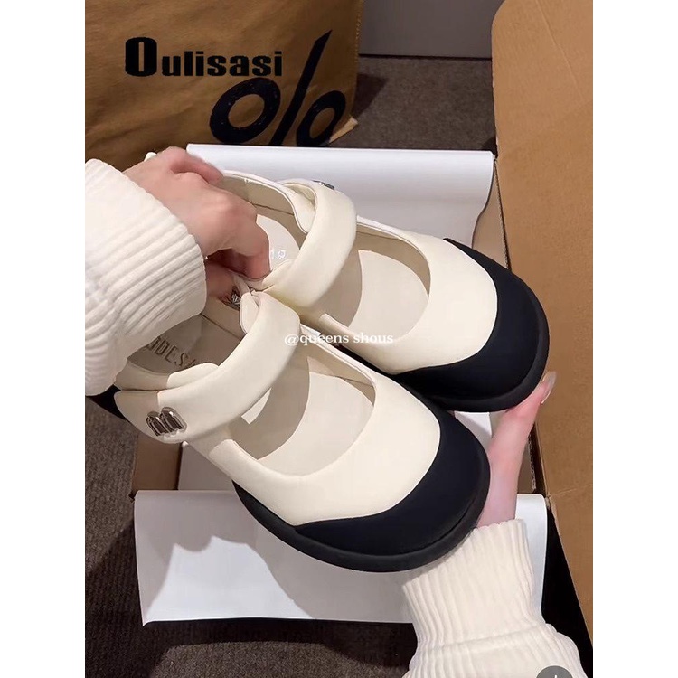 Giày Mary Jane Đế Dày Mũi Tròn Quai Dán Thời Trang 2023 Phong Cách Mới