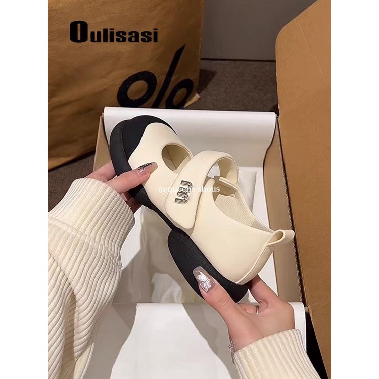 Giày Mary Jane Đế Dày Mũi Tròn Quai Dán Thời Trang 2023 Phong Cách Mới