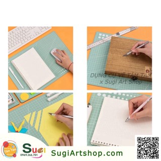 [ Sugi Art Shop ] Bộ bảng lót cắt giấy A5 (Cutting mat) + Dao trổ