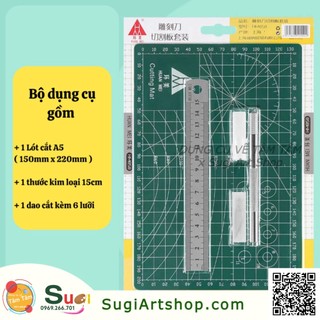 Bộ bảng lót cắt giấy A5 + Dao trổ
