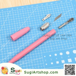 [ Sugi Art Shop ] Bộ bảng lót cắt giấy A5 (Cutting mat) + Dao trổ