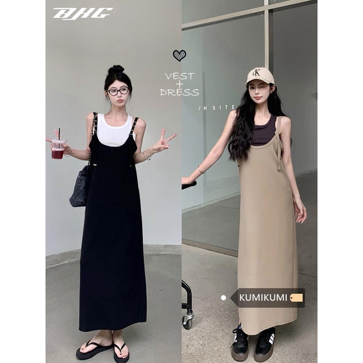 Đầm Midi Hai Dây Ôm Dáng Xẻ Tà Thời Trang Mùa Hè Cho Nữ