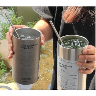 Ly Giữ Nhiệt Iced Americano Inox 304 Đúc Liền Khối Cao Cấp Có Nắp Đậy Tặng Kèm Ống Hút + Sticker