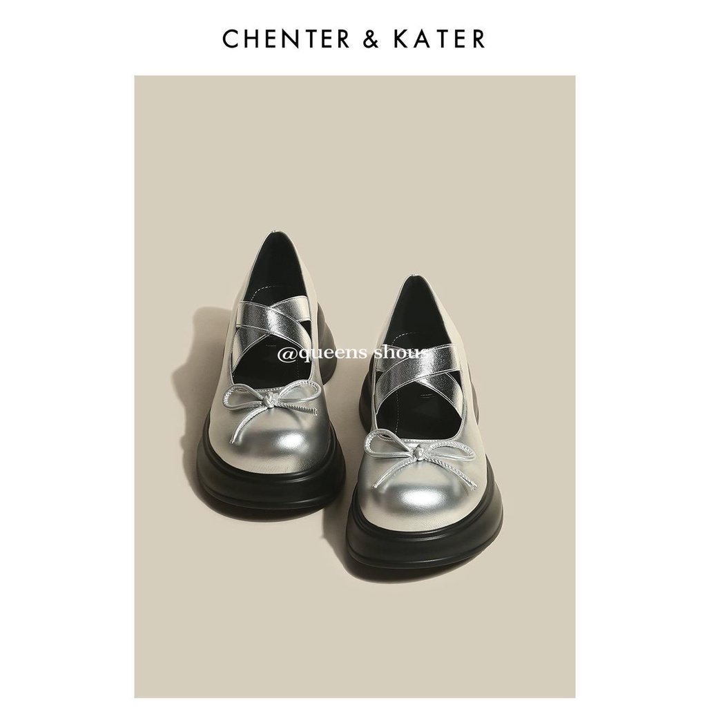 Giày Da Đế Xuồng Quai Chéo Thắt Nơ Xinh Xắn