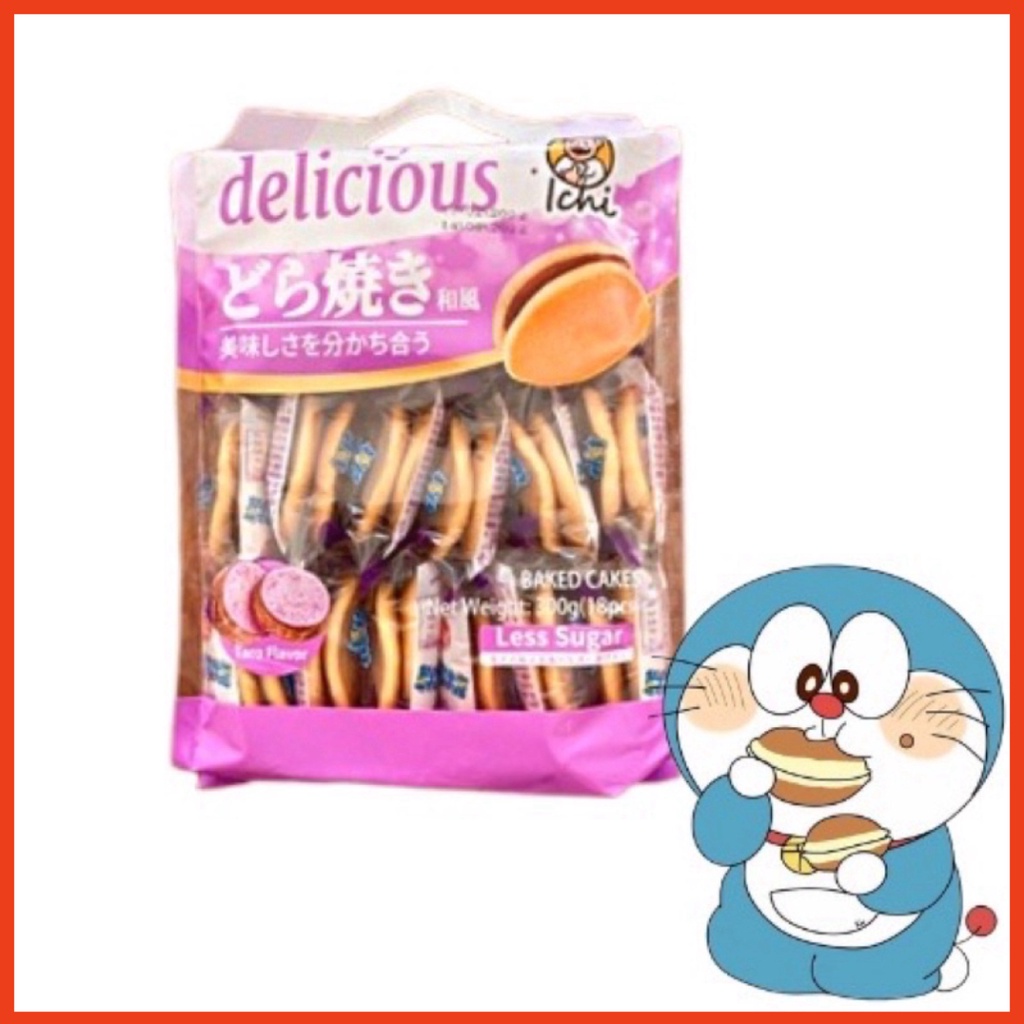 Mẫu mới Bánh Dorayaki Delicious ít đường 300g Vị Đậu Đỏ & Khoai môn taphoatoanngoc1