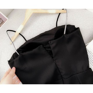 Đầm tk đen 2 dây dập ly nhỏ