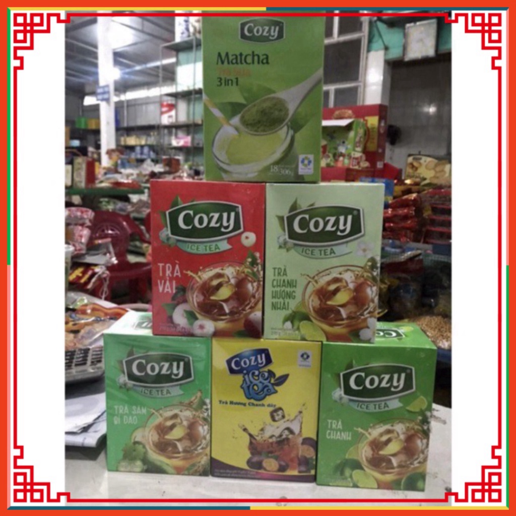 Trà Cozy IceTea các Hương Đào-Chanh-Sâm Bí Đao-Chanh Hương Nhài-Vải-Matcha Trà sữa 3in1- Gừng taphoatoanngoc1