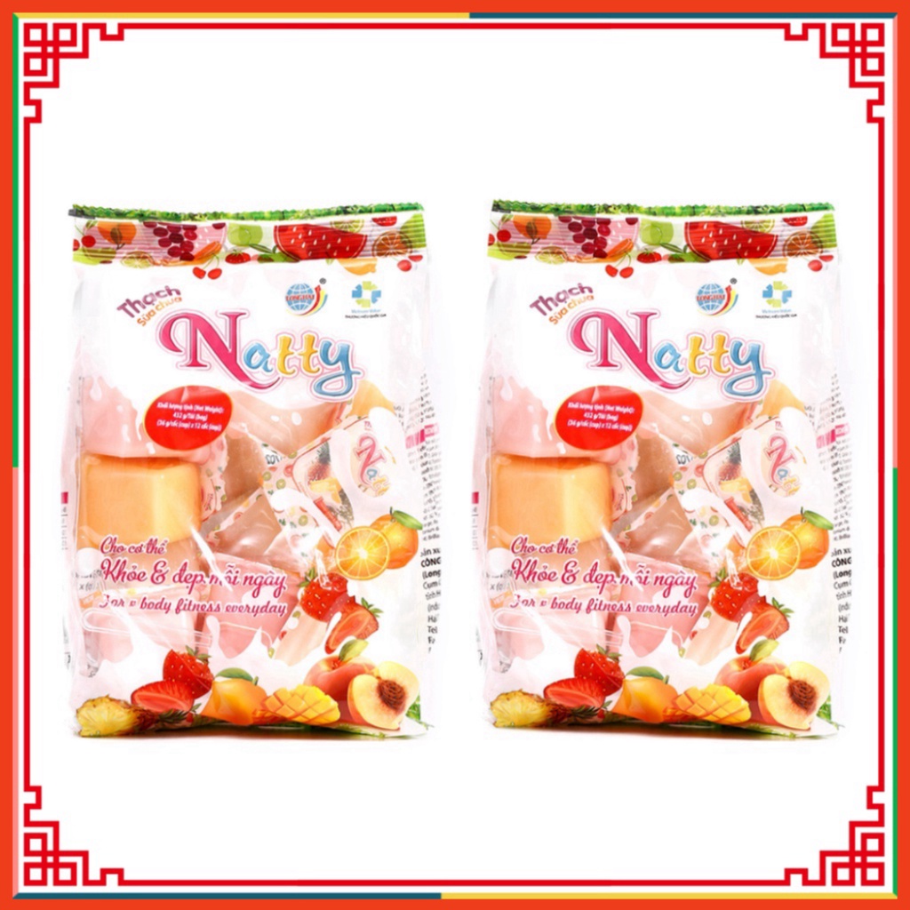 Thạch hộp sữa chua Natty túi quai xách, thạch Natty Long Hải tải trọng 432 g taphoatoanngoc1