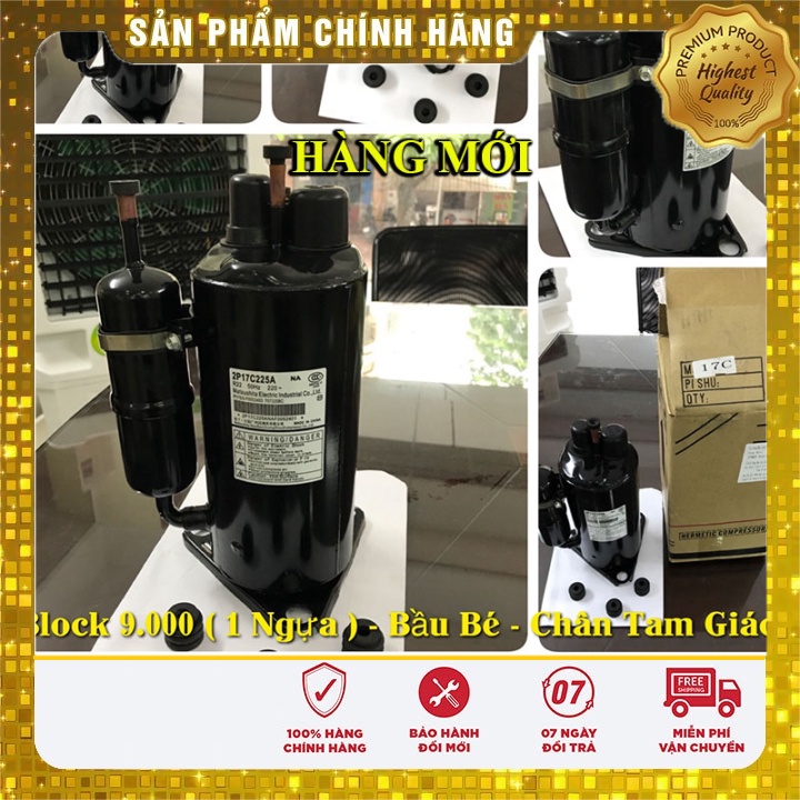 Rẻ đặc biệt - Block điều hòa PANASONIC 2P17C225A 1HP 9000BTU, bầu bé gas R22 Bloc Lốc máy lạnh - máy nén điều hoà pana M
