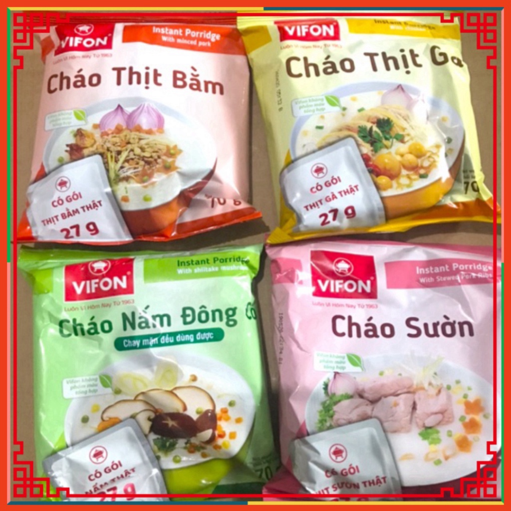 Cháo Vifon Có Gói Thịt bằm/ sườn/ gà/ trứng muối/ nấm đông cô 70g taphoatoanngoc1