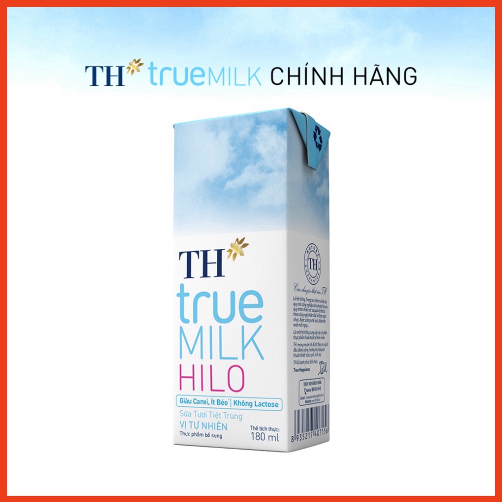 Thùng 48 hộp sữa tươi tiệt trùng TH True Milk HILO 180ml