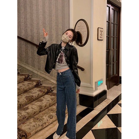 Áo Khoác Da Dáng Ngắn Thời Trang Xuân Thu Cho Nữ