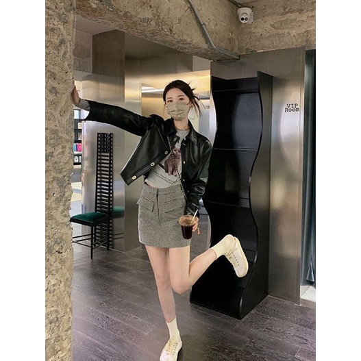 Áo Khoác Da Dáng Ngắn Thời Trang Xuân Thu Cho Nữ