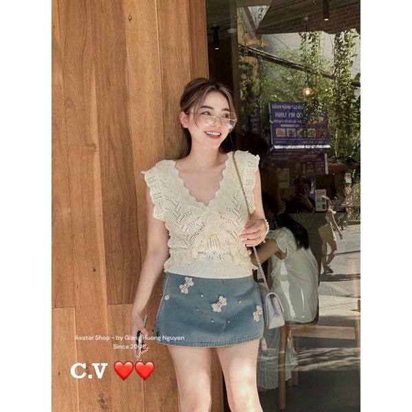 ÁO LEN BÈO SÁT NÁCH CỔ V HÀNG QC CHẤT ĐẸP MS20190