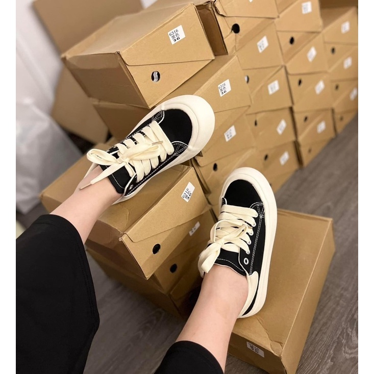 Giày Thể Thao Độn Đé Mix Màu Đen Trắng