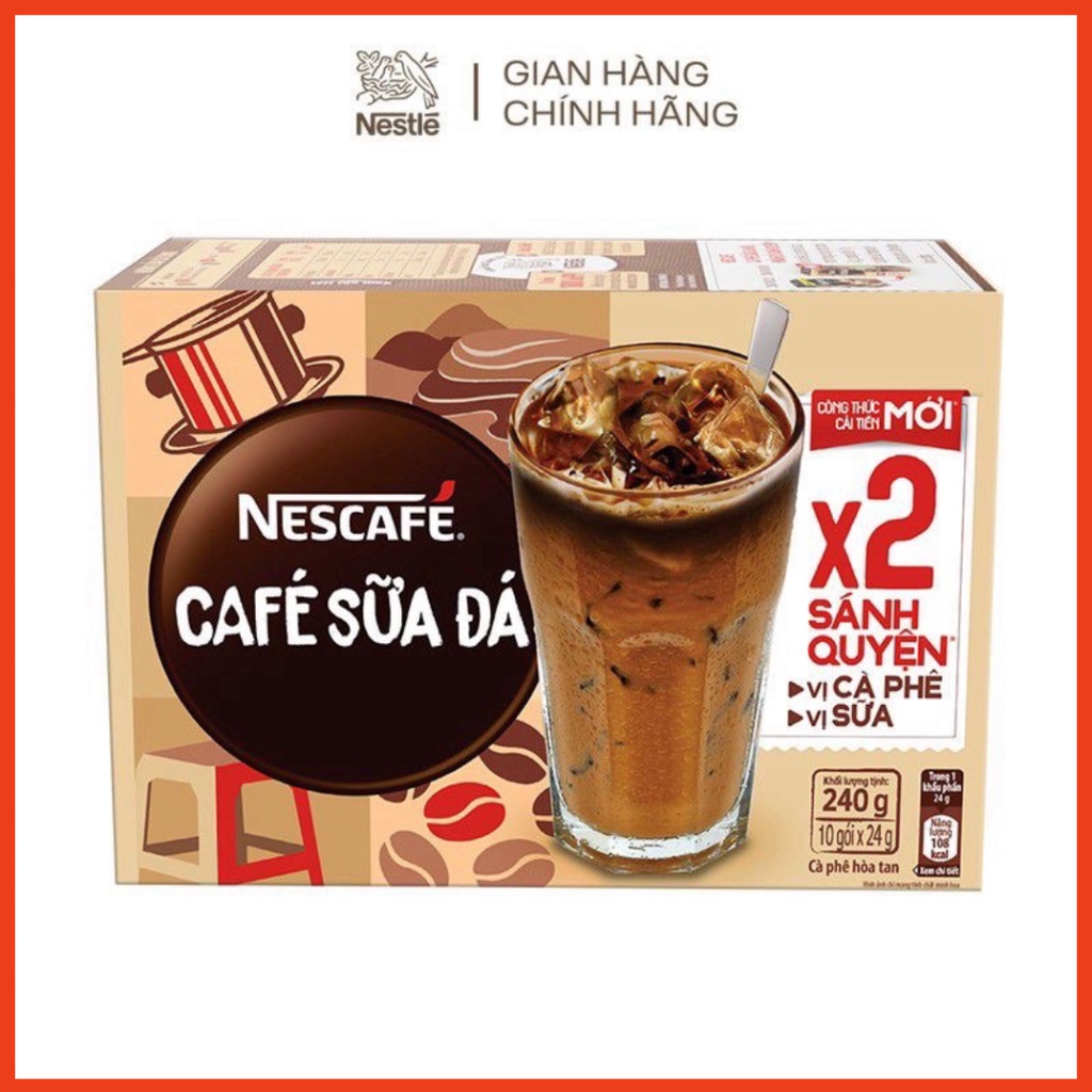 Cafe sữa Nescafe sữa đá (hộp 10 gói x 24gr) (Chính hãng)