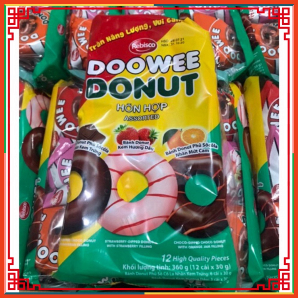 Bánh Donut Doowee hỗn tạp Nhiều Vị (Gói 12 cái) (Chính hãng)