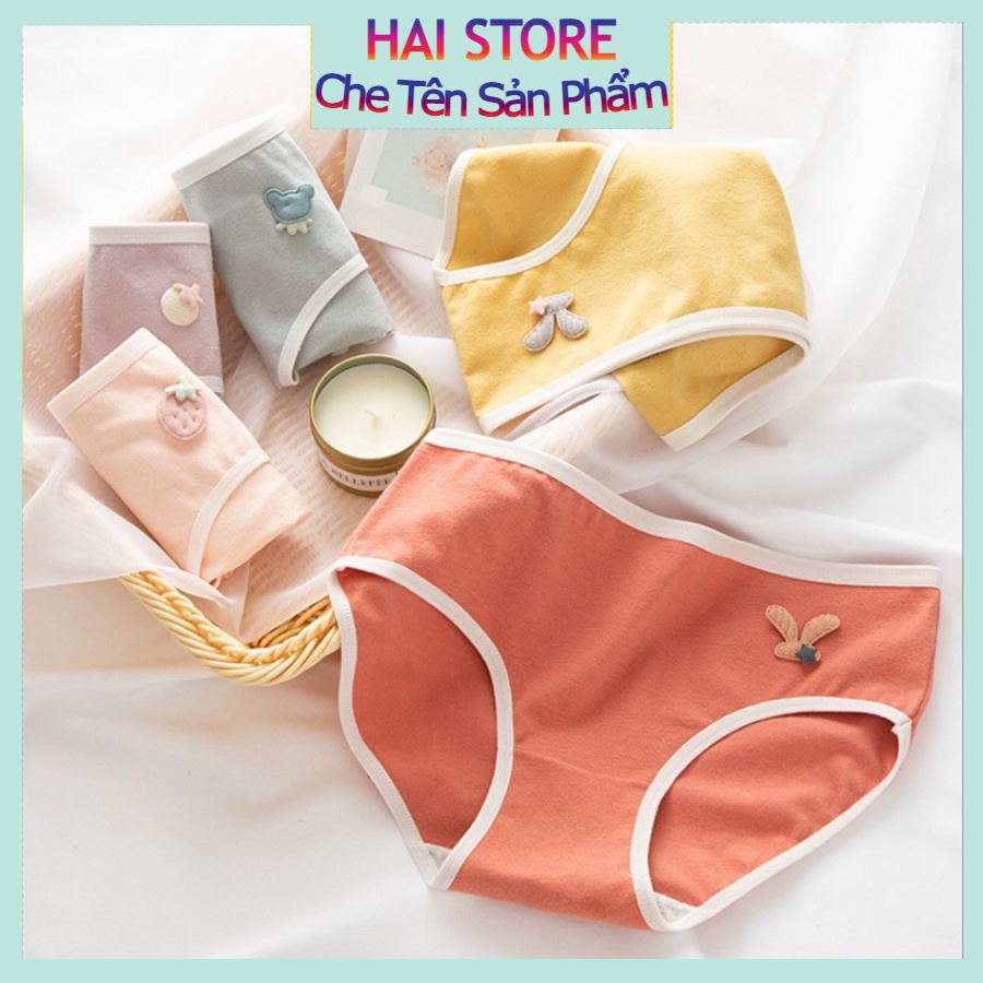 Quần Lót Nữ Cotton trơn mềm mại,quần chip tôn dáng phối icon đáng yêu mã A328