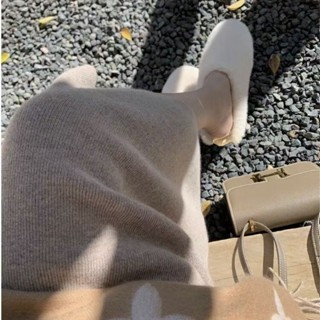 Jiashucheng Chân Váy Dệt Kim Dài Trung Bình Dáng Ôm Lưng Cao Không Trượt Mùa Thu Đông Phong Cách Hàn Quốc